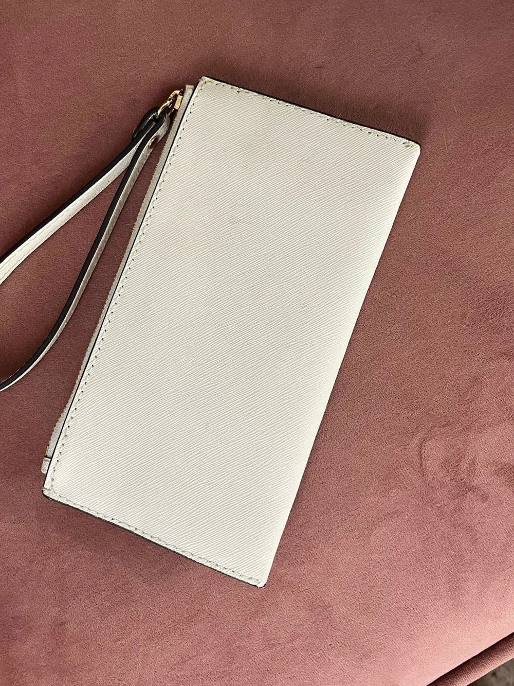 Michael Kors Cream Saffiano Wristlet Wallet with Gold Logo